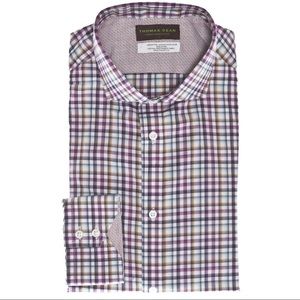 🆕Thomas Dean Wine Gingham Performance Long Sleeve